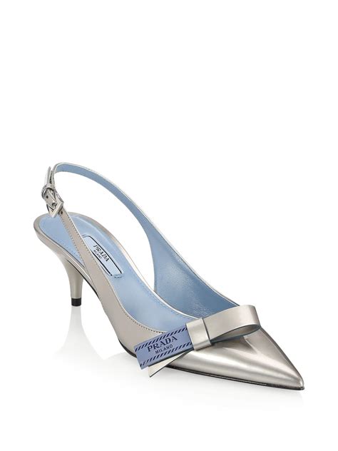 prada silver heels open toe|prada slingback heels.